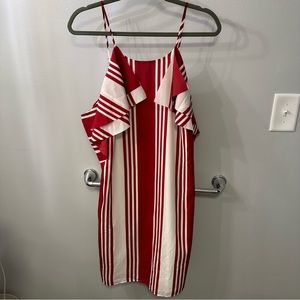 Banana republic white and crimson red striped dress